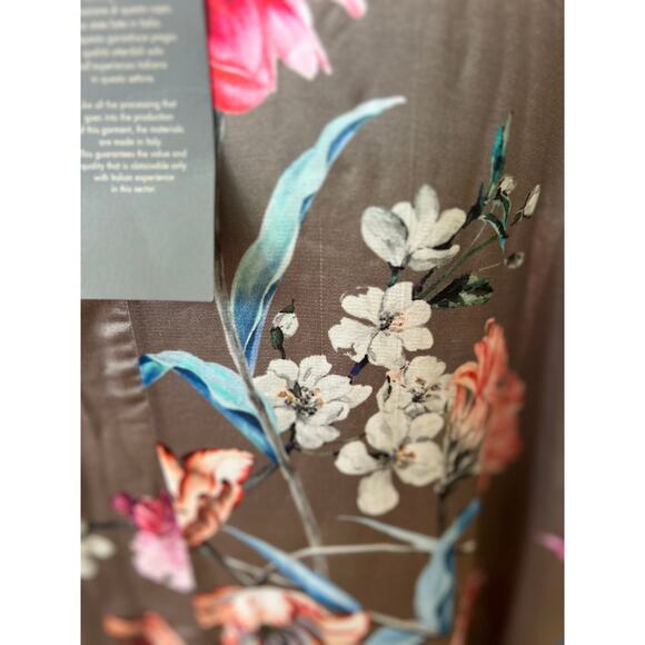 NWT Lola Silk Blend Taupe Brown Grey Pink Floral Tunic Dress - Picture 7 of 9